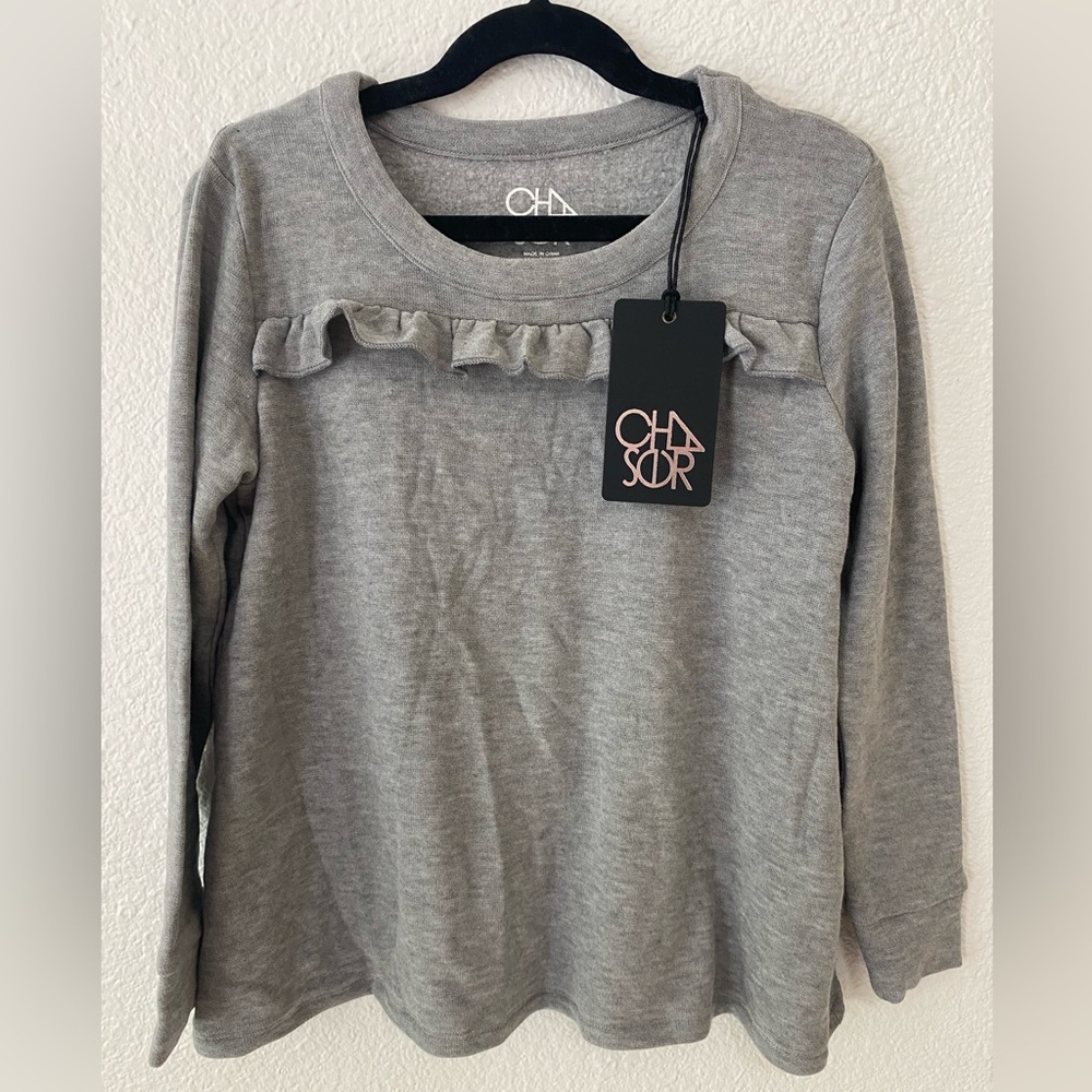 Chaser Kids- Girls Cozy Knit Long Sleeve Ruffle Yoke Pullover NWT Size 6